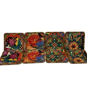 Tracy Porter Poetic Wanderlust Eden Ranch Plates Set‎ 8 Square Eclectic Boho 6"
